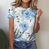Новые летние футболки с цветочным принтом 3D, женские повседневные футболки с коротким рукавом и круглым вырезом, уличная одежда Харадзюку Y2k, топы, женская одежда