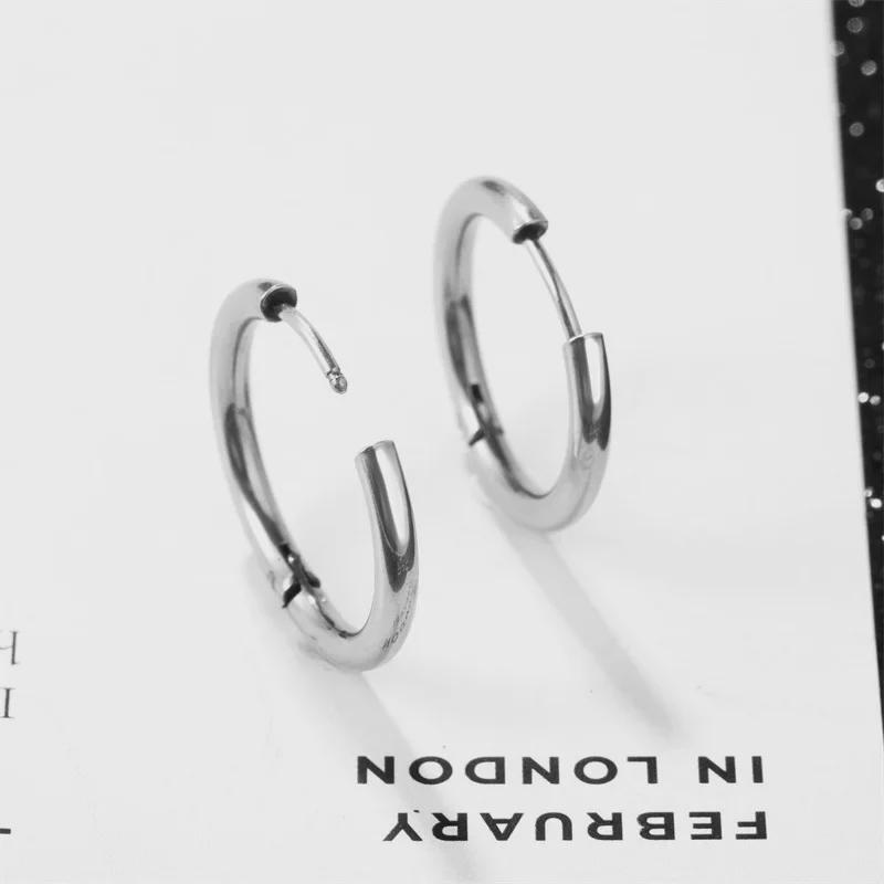 Модные серьги унисекс из титановой стали - корейский простой дизайн из нержавеющей стали, диаметр 2,5 см