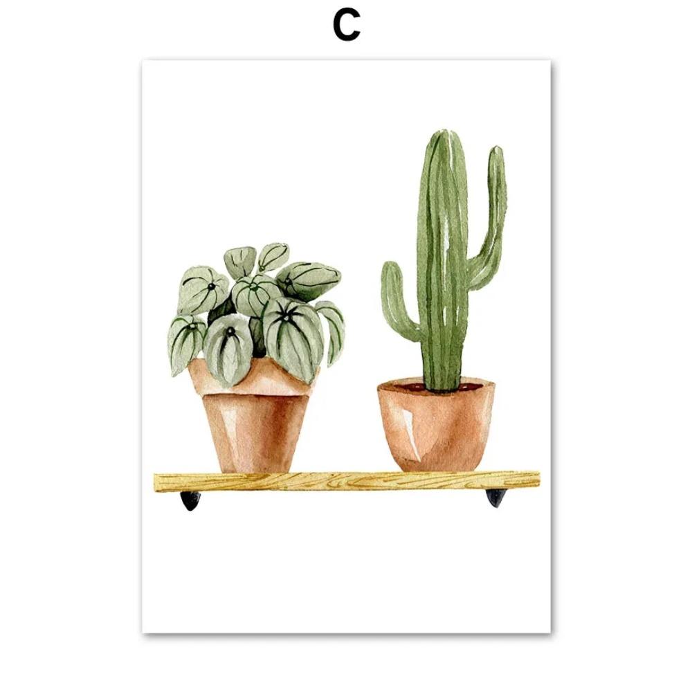 Green Plants Wall Art Canvas Painting Cactus Tiger Pilan Monstera Posters And Prints Wall Pictures For Living Room Decor
