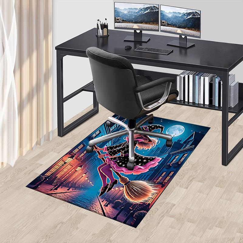 1PC witch broomstick Non-Slip Floor Carpet Compatible for Office&Living Room&Bedroom&Dining room - Flat-Weave Machine-W296