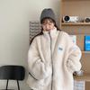 Женские толстовки плюс бархатные пары на молнии с надписью с длинным рукавом из овечьей шерсти оверсайз мягкие модные повседневные теплые универсальные в корейском стиле