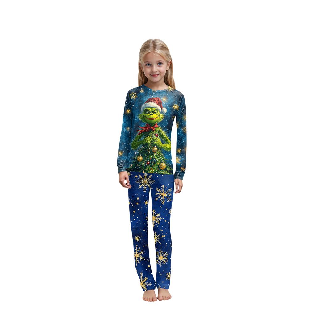 Christmas Print Family Outfit Long Sleeve Top + Pants Set Family Outfit