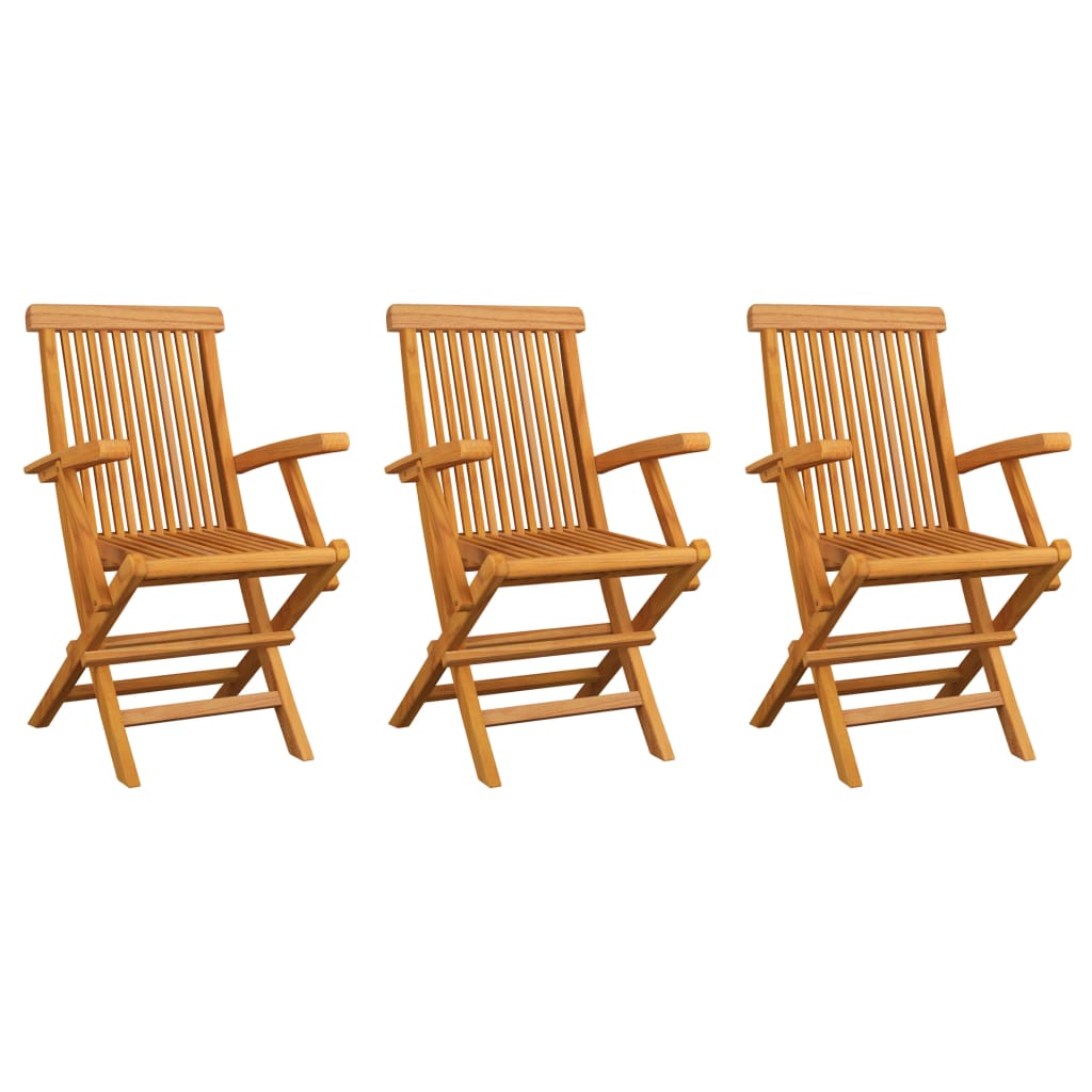 Garden Chairs with Burgundy Cushions 3 pcs Solid Teak Wood