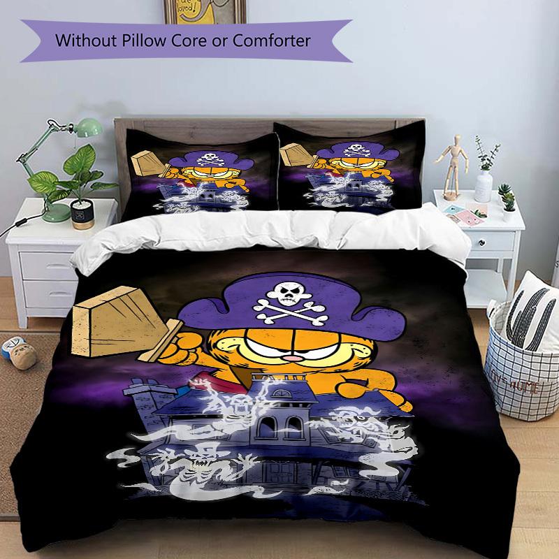 3pcs Pirate Garfield Duvet Cover Set, Includes 1 Duvet Cover and 1/2 Pillowcases (No Insert) yy251104231