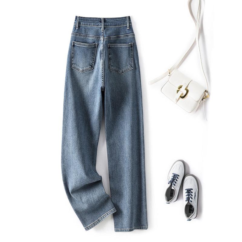 Женские осенние новые облегающие стрейч-брюки 100 с высокой талией из ретро-джинса в стиле ретро