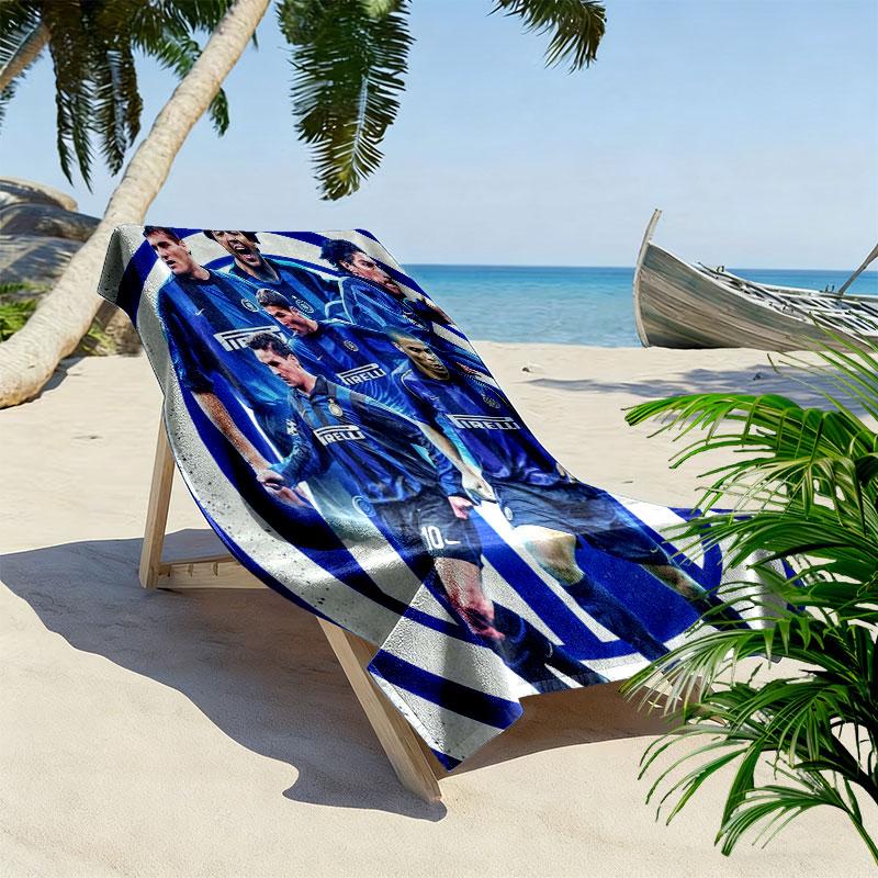 Milan Football Club Print Beach Towel, Large Soft Quick Dry Towel for Beach Camping Swimming
