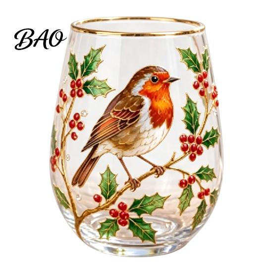 Garden Style Tea Cup Morning Glass Cup, Hummingbird Flower Pattern Tumbler with Gold Rim, Nature Elegant Edge Themed Glassware for Coffee Juice