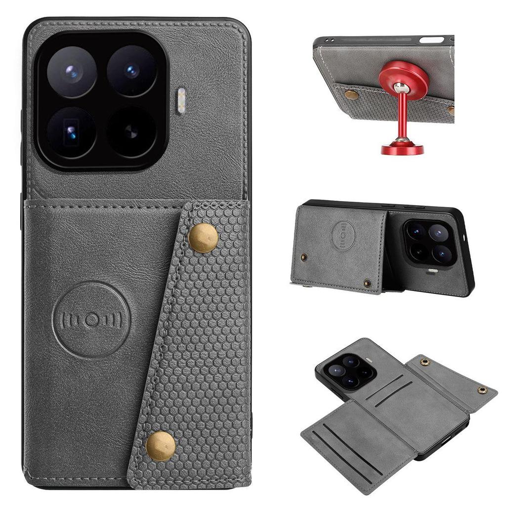 Винтажный кожаный держатель для карт, чехол-кошелек на телефон для Xiaomi 17T Pro, 17T, карманы для карт, двойные кнопки-защелки, флип-кошелек, корпус