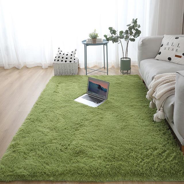 Ковер в гостиной, моющийся, нескользящий, пушистый, мягкий, большой коврик для спальни, черный, белый, зеленый, прикроватный, украшение для дома, напольные коврики