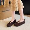 2025 spring new Korean version thin strap round head flat sole single shoes not tired feet soft sole shallow mouth flat heel shoes Doudou shoes