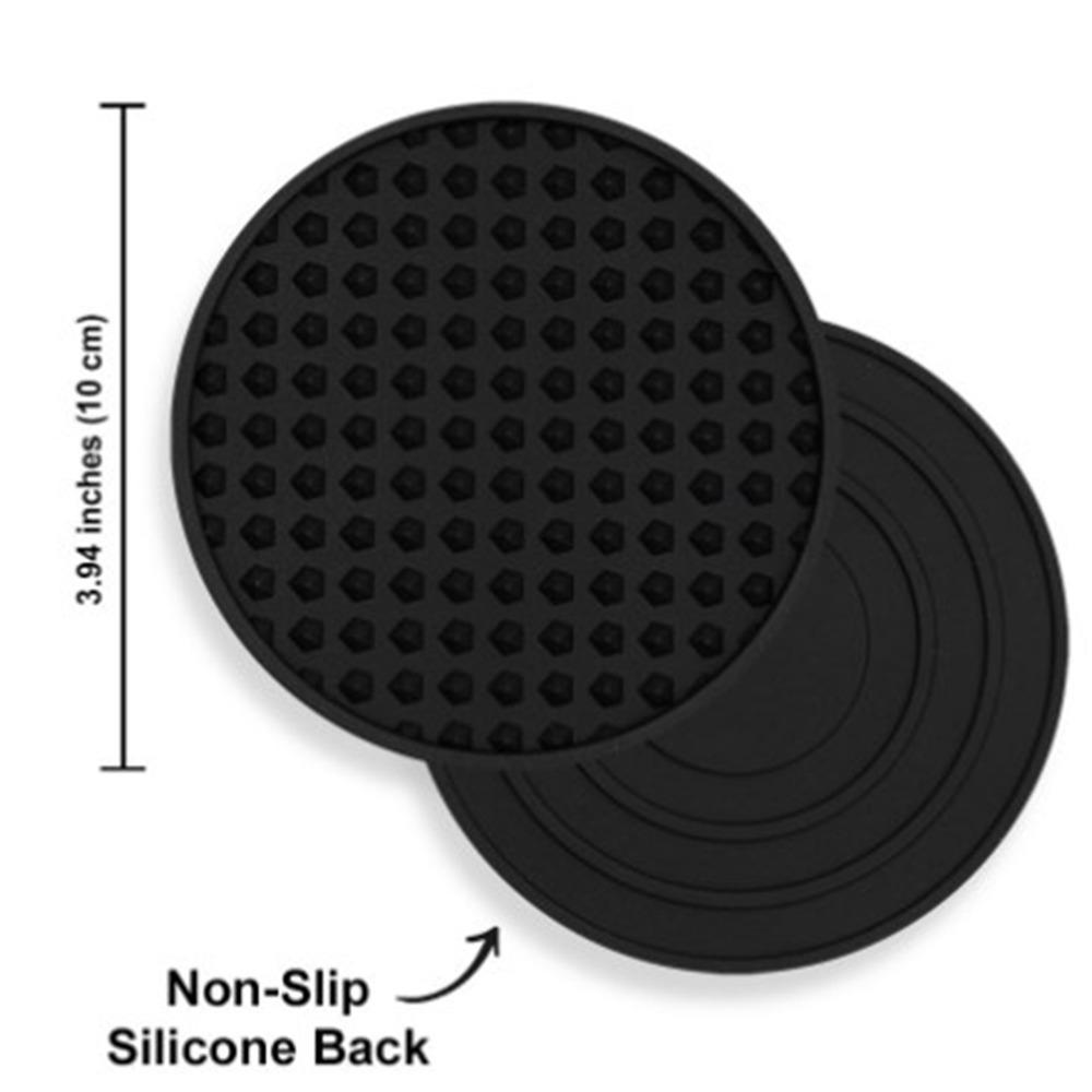 6 pcs Black Grey Drink Coaster 3.9x3.9 in Non Slip Coaster Heat Resistant Coaster Stone Table