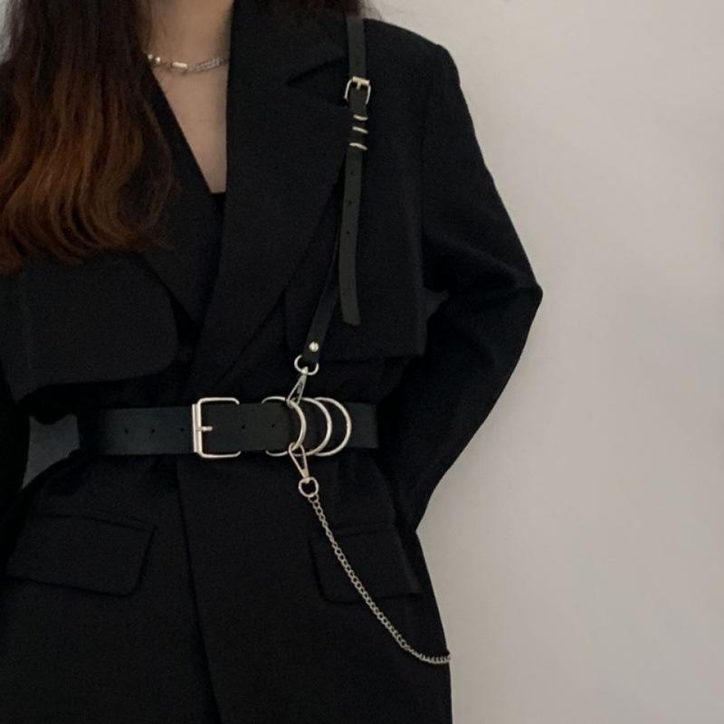 Pu Womens Stylish Belt Versatile Accessory For Dresses And Coats With Elegant Detail Chain