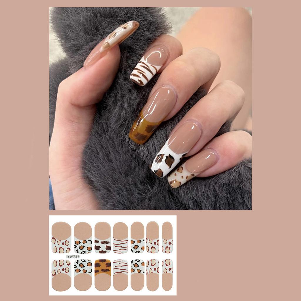 14 шт./лист, наклейки для ногтей в черно-белую полоску, готовый маникюр, быстрый Nial