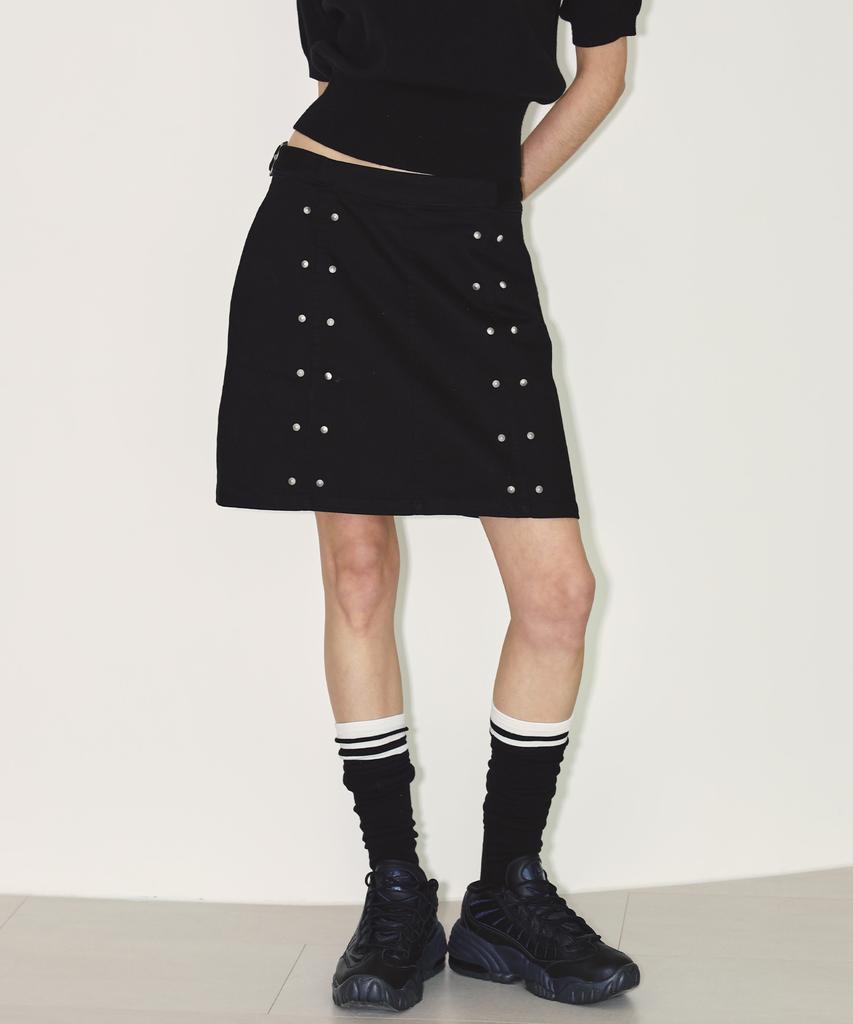 Nyxxx Stud Lined Up Skirt Black