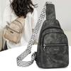 Soft Leather Textured Breast Bag Large Capacity Fashion Knitted Shoulder Strap Crossbody Bag Casual Trendy Simple Chest Bag