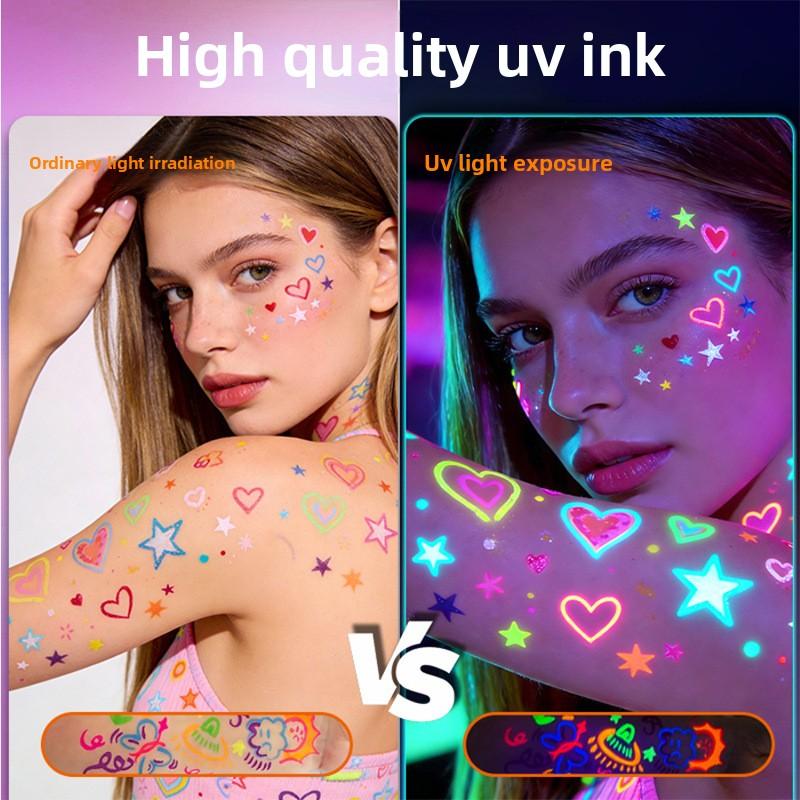 UV Face Paint Temporary Tattoo Pen Water-Washable Body Fluorescent Art Marker Festival Party Dual-Headed 12-Color Erasable