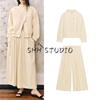 Fall New Arrival Women's Chinese Button Jacket Outwear 8114823 Mid Waist Pleated Wide Leg Pants 7977823