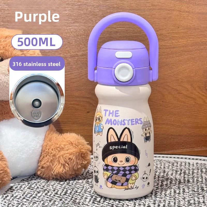 Carry Pot, High Value, Cute Double Drink Thermos Cup, Large Capacity Water Cup, Portable Portable Straw