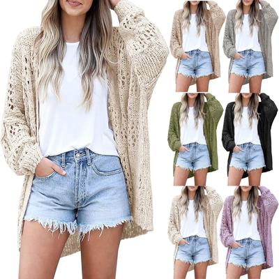 Женский кардиган крючком, свитер в стиле бохо, негабаритная верхняя одежда с открытой передней частью
