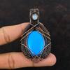 Sleeping Beauty Turquoise Pendant Copper Wire Wrapped Pendant Rainbow Moonstone Pendant Handmade Copper Jewelry Gemstone Pendant For Gift