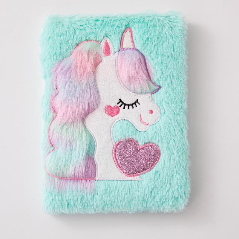 Плюшевый блокнот «Единорог» формата А5: Цветные макароны, Дневник для девочек, Справочник по комиксам для школьников, Беспроводной клеевой переплет