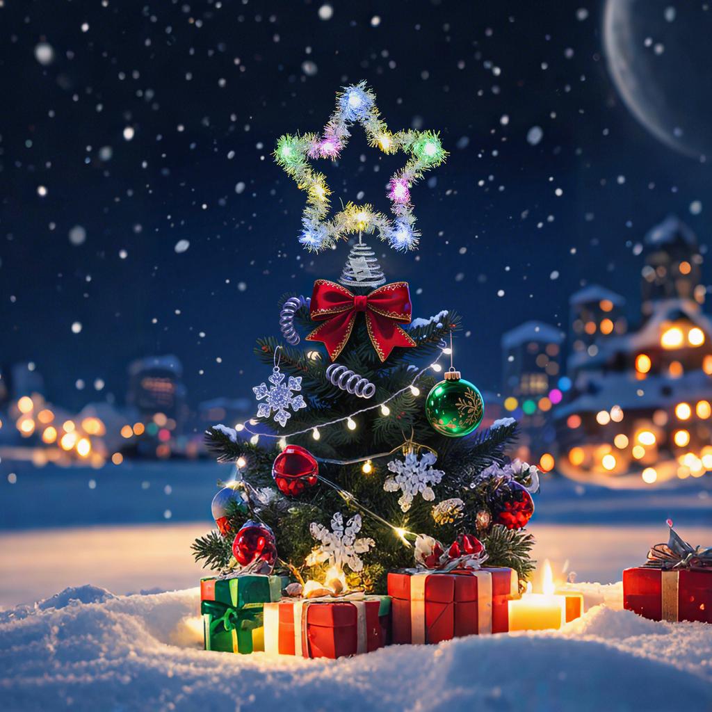 Sparkling Star Christmas Tree Top Decoration With Multi Colored Lights Pentagram Decoration Home Christmas Party Decoration