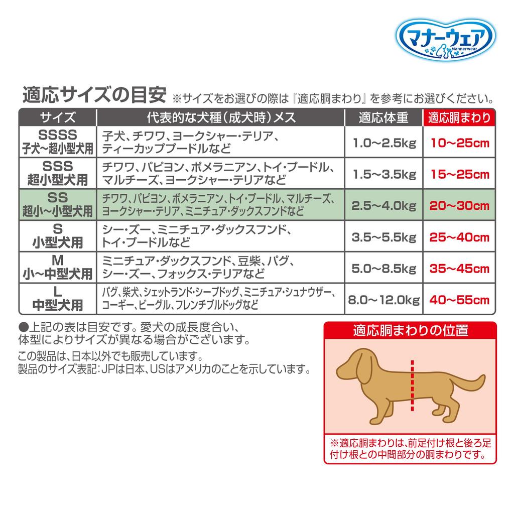 Подгузник для собак Manners Wear для SS для очень маленьких и маленьких лилово-розовый 304 простыни простыни x Nursing Pet Unicharm для девочек, размер, для собак, точки/розовая клетка, (38