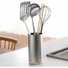 Ernest Stainless Steel Kitchen Tool Stand - Sound-dampening, removable wooden base, easy to clean,