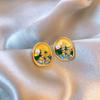 Silver Needle Monet Garden Drip Earrings French Court Style Exquisite Stud Earrings Design Sense Niche Light Luxury Earrings