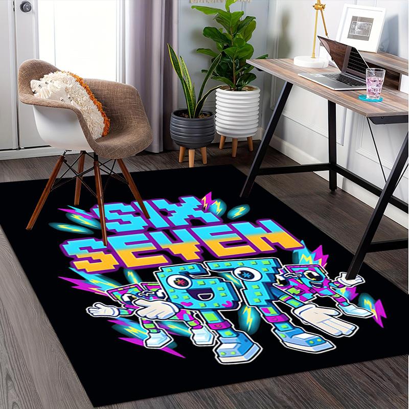Black Contrast 67" Number Robot Lightning Chair Mat: Office Carpet for Home Decor, Gift Idea, Suitable for Bedroom, Living Room, Various Rooms