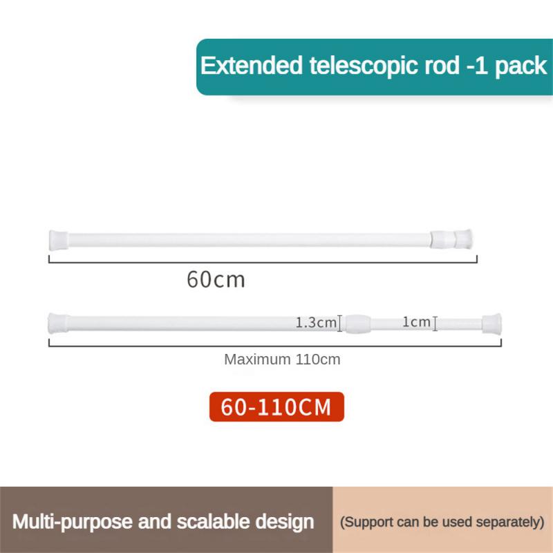 Bathroom Shower Rod No Trace No Punching White Various Lengths Hook Storage Hook Bracket Scalable Strong Adhesion Abs