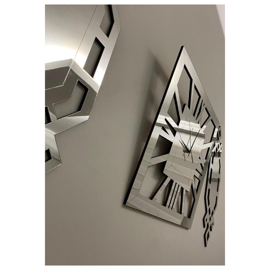 Роскошные настенные часы, набор из 3, 50 см, серебряные стильные квадратные настенные часы с римскими цифрами, 25 х 62 см, картины пахлавы