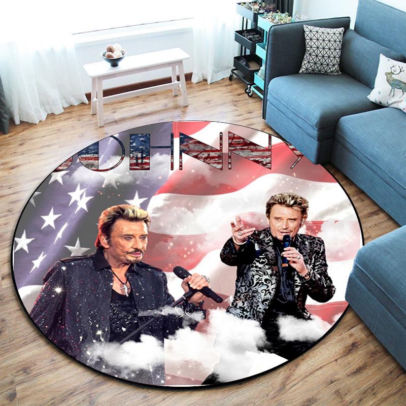 French legendary rock singer and actor Johnny Hallyday Round Carpet Soft Home Decoration Corridor Table and Chair Anti slip Outdoor Floor Mat rug H21