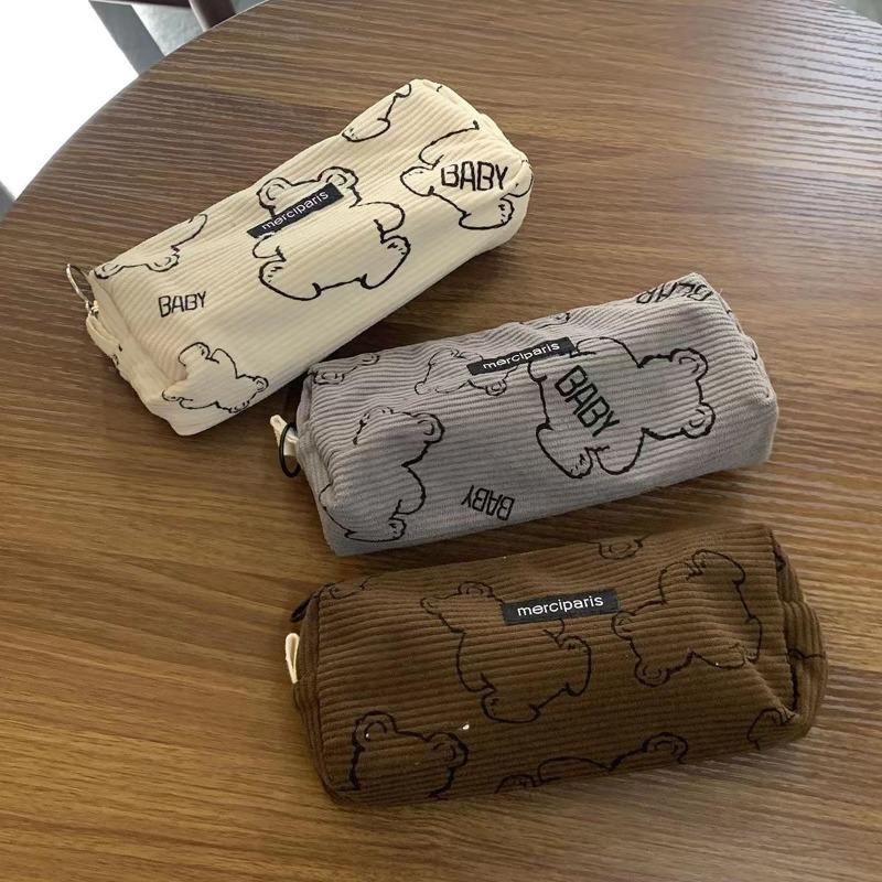 Pencil Case Korean Pencilcase Corduroy Pen Case Chool Supplies Pencil Cases for Girls Stationery Back To School Supplies