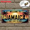 Добро пожаловать на Ямайку One Love Island D Металлическая жестяная табличка в стиле номерного знака с плоской печатью Карибский закат Тематическая декоративная Алюми