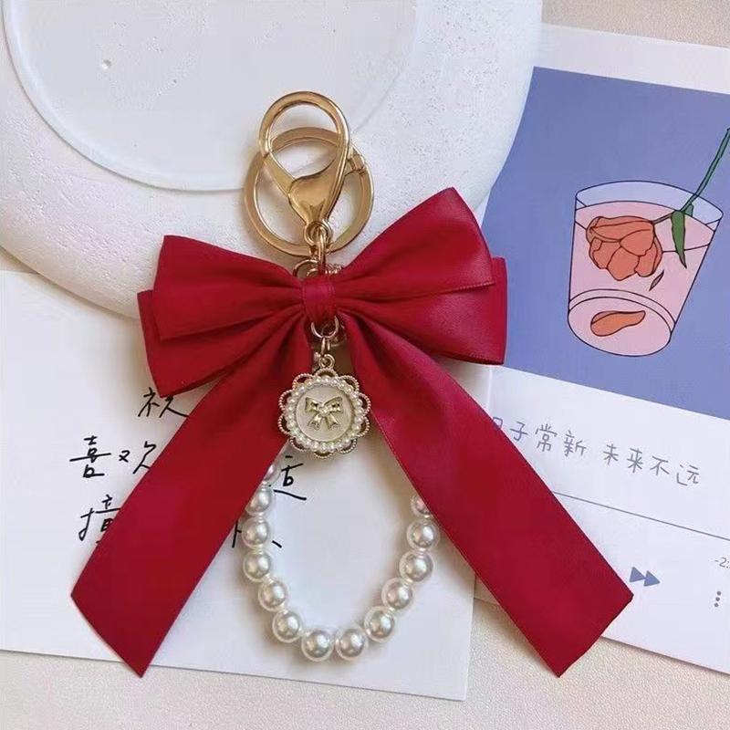 Подвеска для сумки с ключами, аксессуары, брелок с искусственным жемчугом, милый браслет из бисера, брелок для кошелька, сумки, рюкзака, автомобиля, подвеска, лента