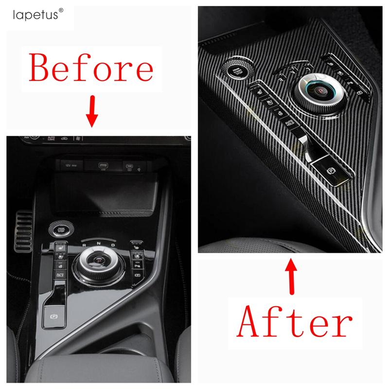 Carbon Fiber Central Console Gear Shift Panel Multimedia Frame Decor Cover Trim Accessories Interior For Kia Niro EV - 2025