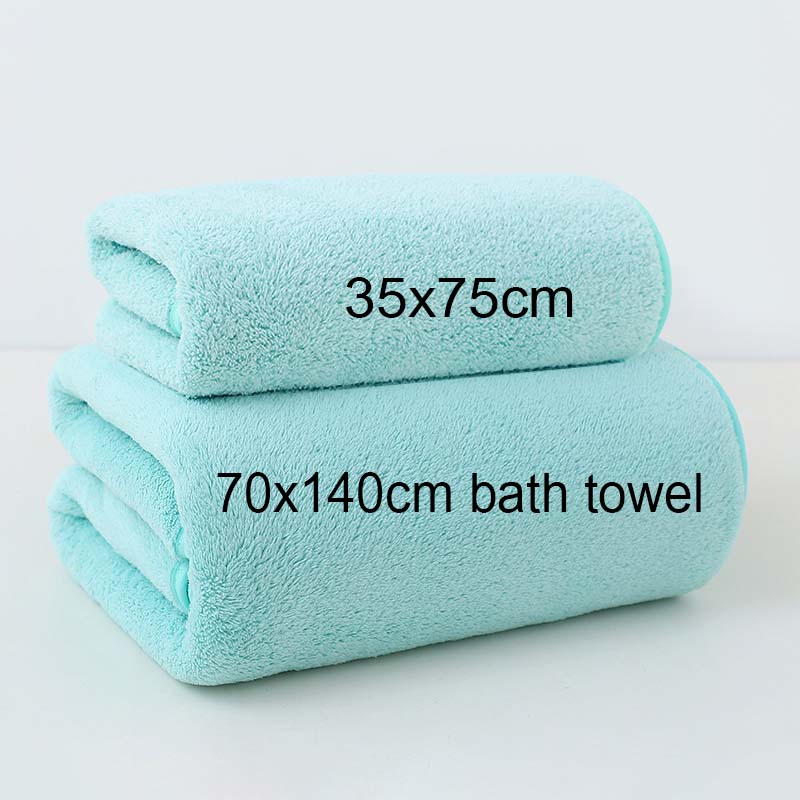 Coral Fleece Thickened Towel and Bath Towel Set, Solid Color, Soft and Absorbent, Suitable for Home Gym Face Washing Towels