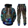 Tiger 3d Print Hoodie Suit Autumn Winter Pullover Men Women Sets Tiger Tracksuit Unisex Hoodie + Pants Two-piece Set