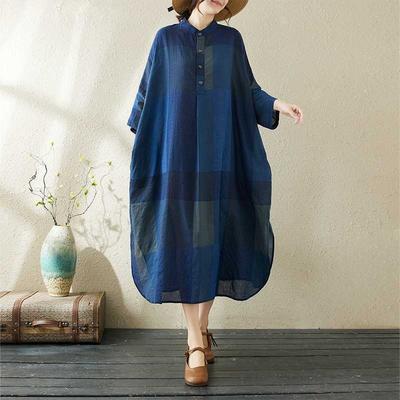 Свободные платья большого размера с принтом и воротником-стойкой для отпуска