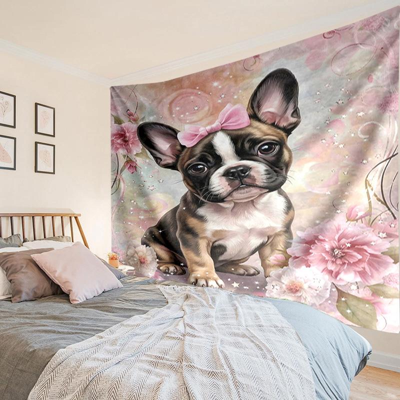 Cartoon Bulldog Stars Tapestry Room Decoration Wall Hanging for Living Room Bedroom, dormitory, Birthday and Christmas gifts