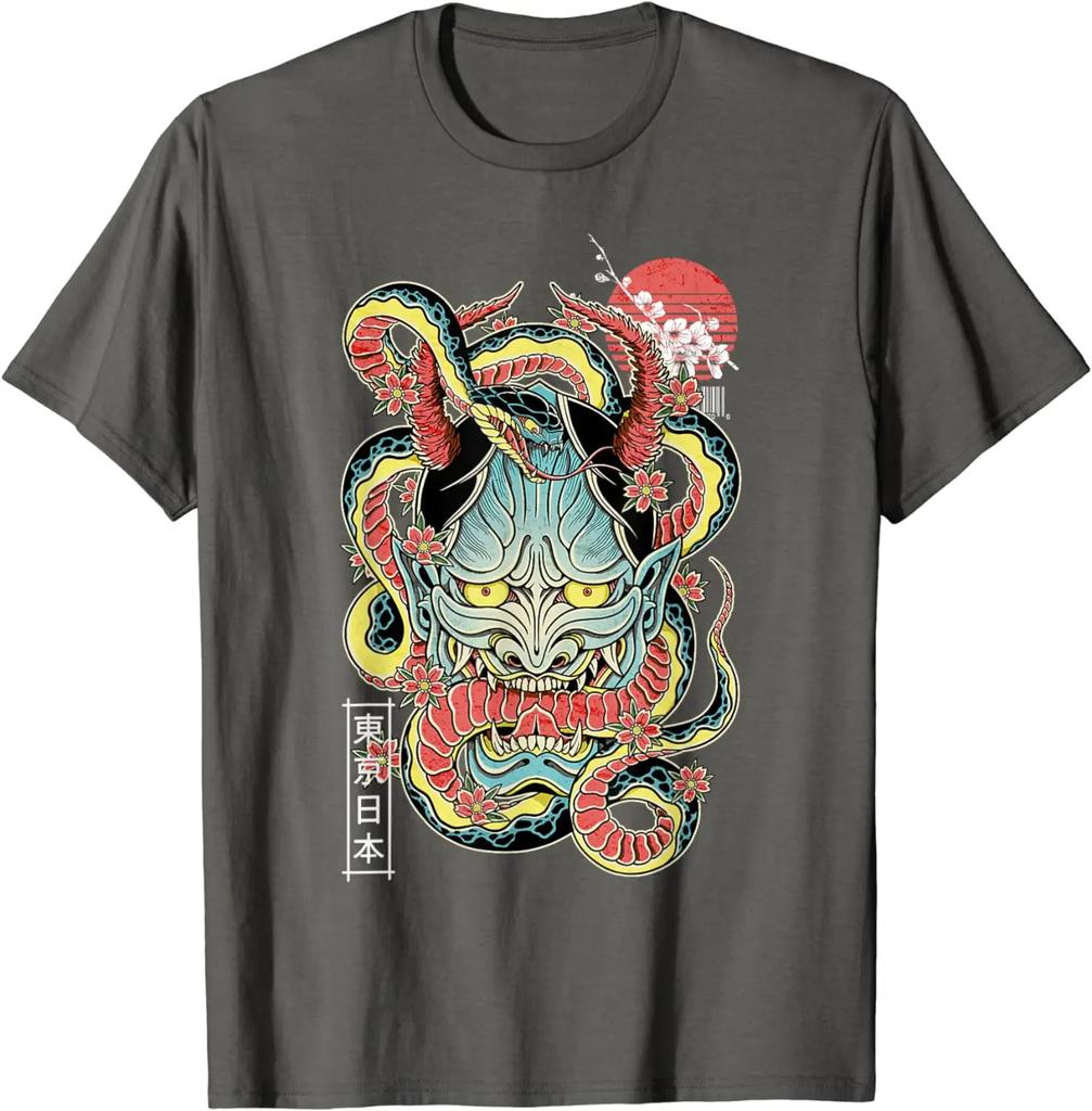 Японская маска демона они отаку дьявол вейпорвейв футболка