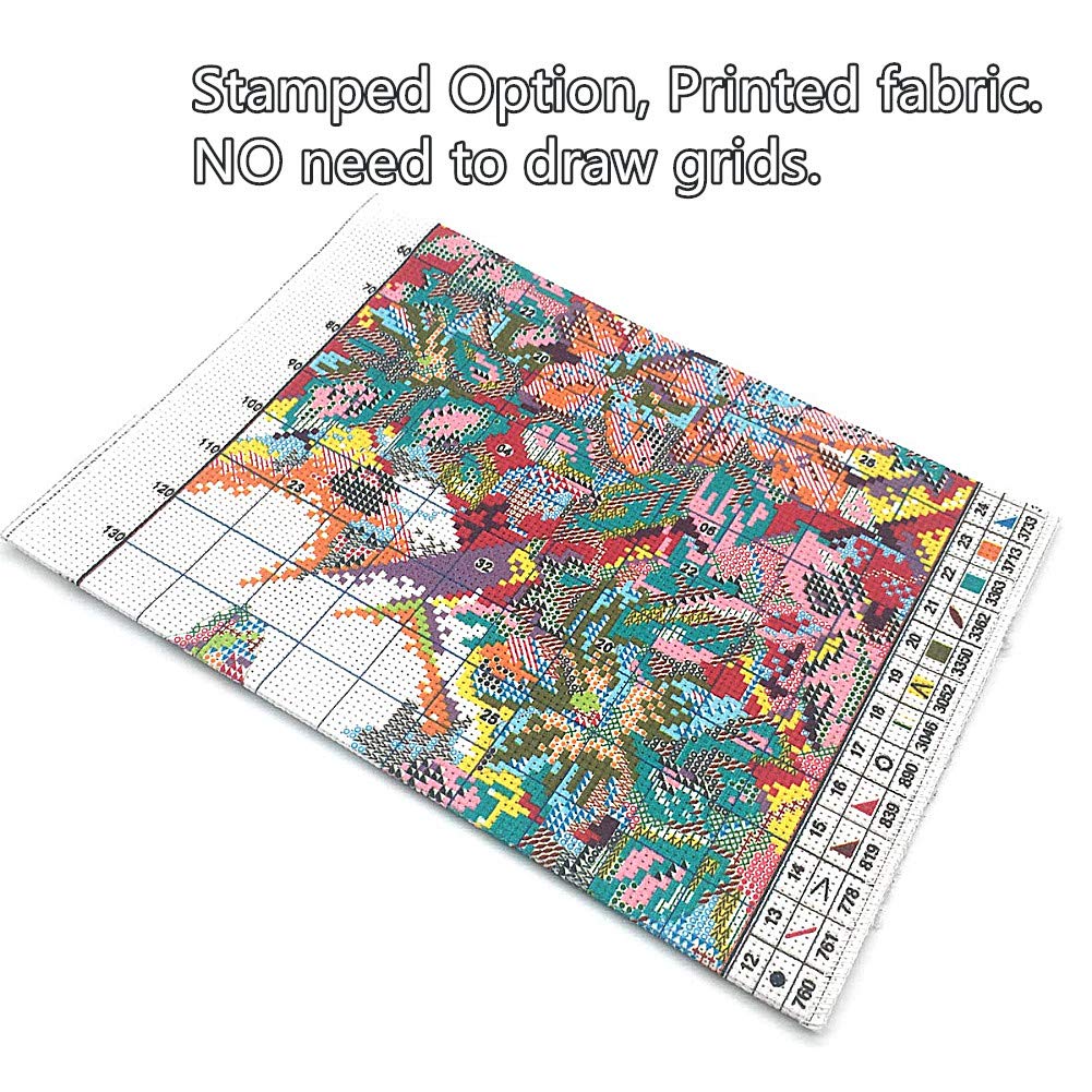 Awesocrafts Cross Stitch Stamp Kit Cozy Evening Easy Pattern Cross Stitch Embroidery Needlework Kit 14CT 2 Strands