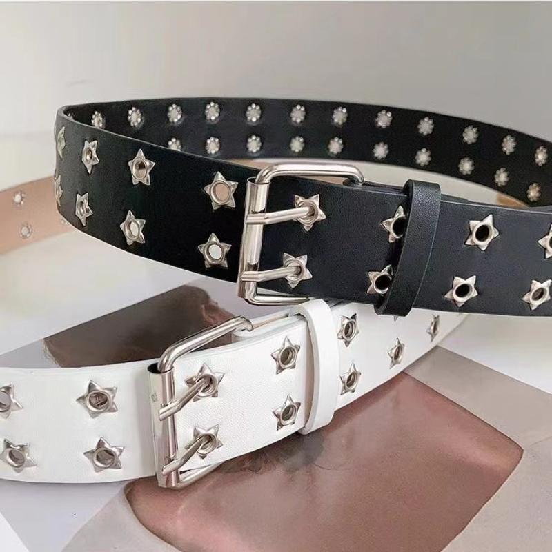 Женский ремень большого размера с двумя отверстиями для мужчин, ремень в стиле панк, хип-хоп, рок, субкультура Y2K, ремень без проколов для мужчин и женщин