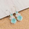Aqua Chalcedony Gemstone 925 Sterling Silver Handmade Jewelry Earrings 1.12" EE-69-14