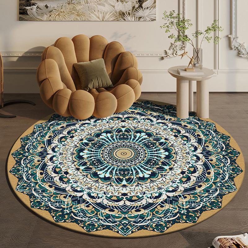 Круглый ковер большой площади в скандинавском этническом стиле для спальни, тканый хлопковый ковер в богемном стиле, вязаный напольный коврик 90 см, 120 см, 150 см