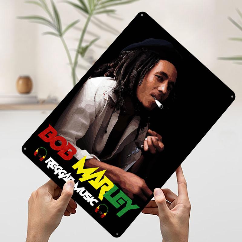 Bob Marley Reggae Music Portrait Poster Customized Wall Art Vintage Metal Signs Retro Tin Plaque for Man Cave Home Decor Items