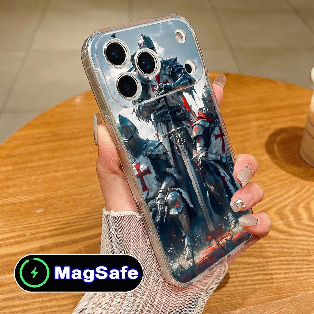 Templar Knights Mobile Phone Case for iPhone 17 16 15 14 13 12 11 Air Pro Max Plus Mini Magsafe Clear Colorful Cover Cellphones