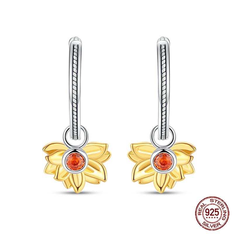 Серьги для женщин 100% серебро 925 пробы Золотой Подсолнух Вишня Подвески Серьги Изящные Свадебные Помолвочные Вечерние Украшения Подарки