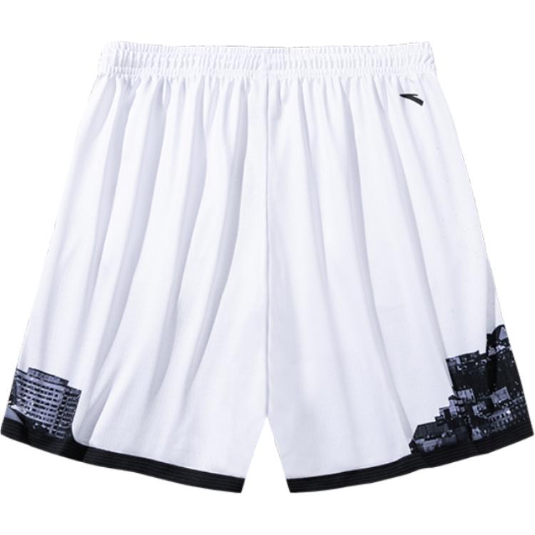 Anta Basketball Series Color Block Letter Mid-Rise Lace-Up Comfortable Breathable Five-Point Casual Shorts Men Shorts Pure-White 152431328-4
